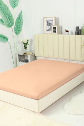 Простыня трикотажная на резинке - Персик