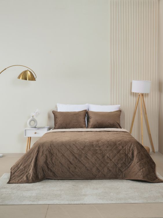 Набор покрывало и чехлы на подушку - Кристалл, цвет коричневый