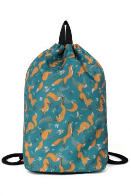 Мешок для обуви объемный Лисы, зеленый фон