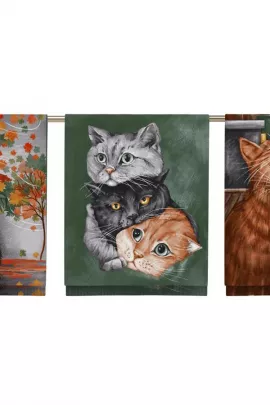 Набор полотенец "Котики" рогожка