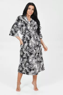 Халат 397289 велюровый листья последний размер