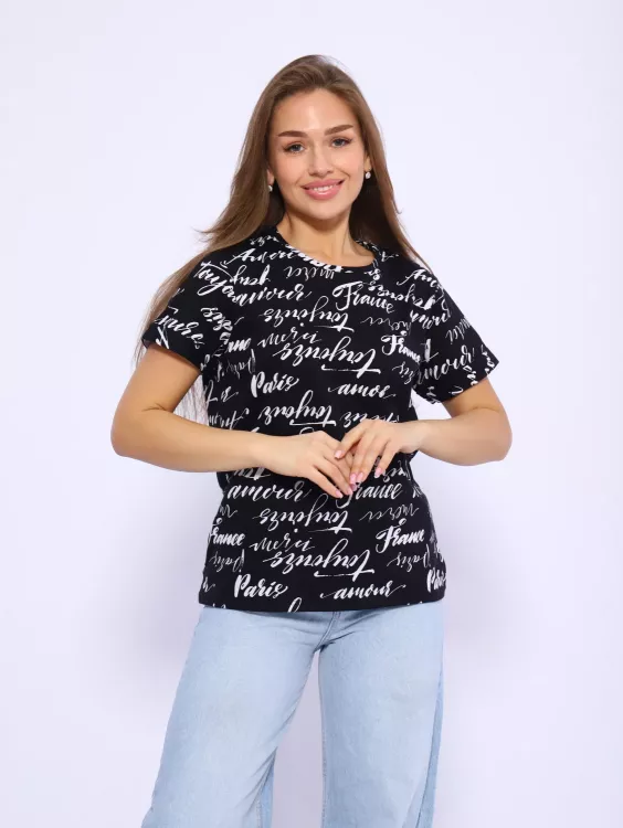 Футболка женская 6-196э (черно-белый)