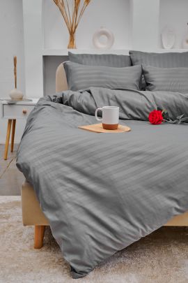 КПБ Микрофибра-Страйп - Светлый серый