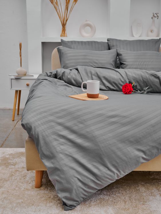 КПБ Микрофибра-Страйп - Светлый серый