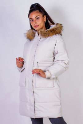 Зимняя удлиненная парка с капюшоном натуральный мех арт.617