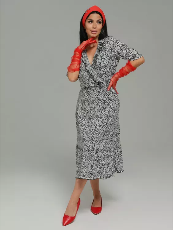Мадонна платье женское (черно-белый леопард)