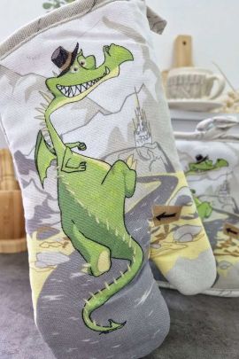 Набор рукавица и прихватка - Дракон и замок