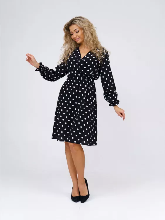 Платье 2649-7 горох на черном последний размер