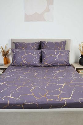 Простыня бязь на резинке - Кракле, цвет серый