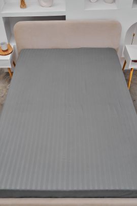 Простыня Микрофибра Страйп на резинке - Светло-серый