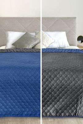 Покрывало микрофибра ПМ-110 графит/синий