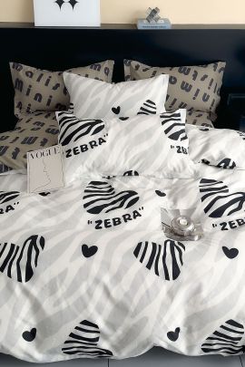 Постельное белье сатин элит на молнии - Зебра