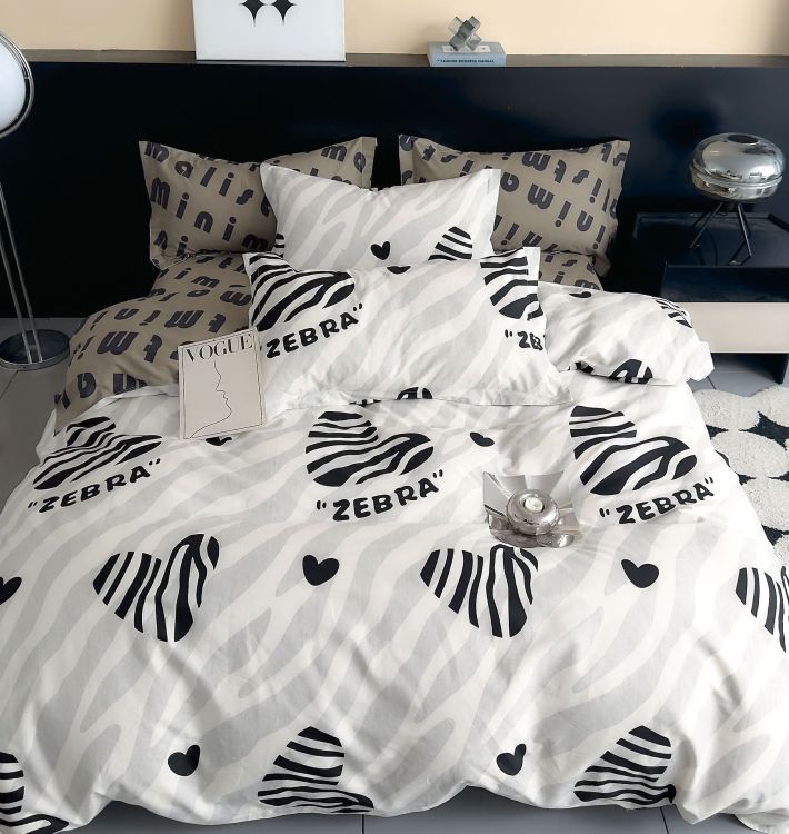 Постельное белье сатин элит на молнии - Зебра