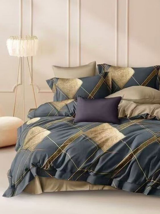 Постельное белье поплин люкс - Золотые ромбы