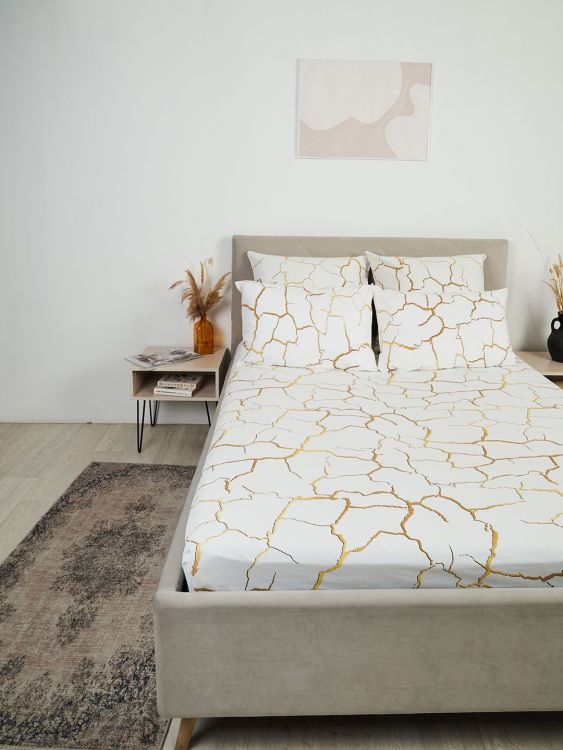 Простыня бязь на резинке - Кракле, цвет белый