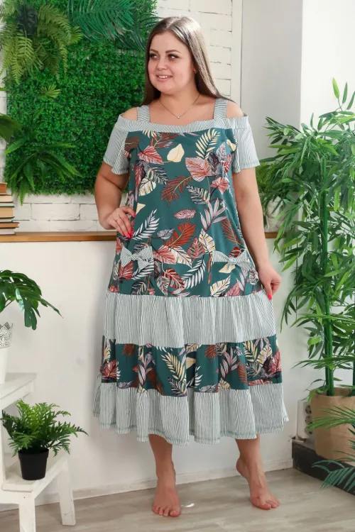 Сарафан Надя листья изумруд последний размер