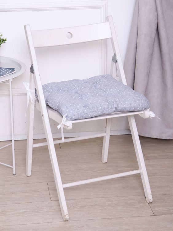 Подушка на стул Люкс - Горох на сером