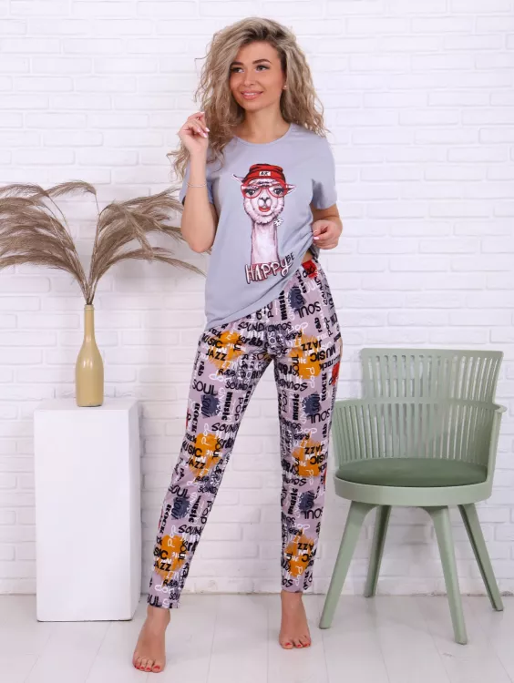 Пижама женская 1-209а (серый) Лама