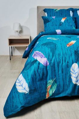 Пододеяльник бязь на молнии - Перья, цвет зеленый