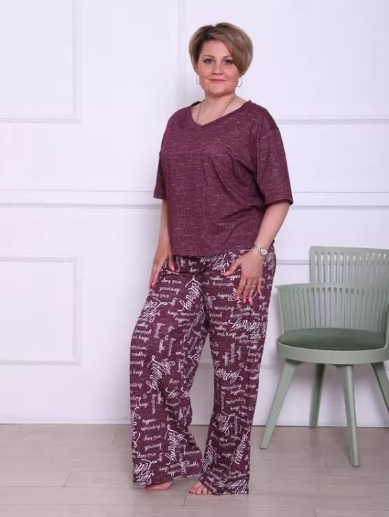 Костюм Агния Бордо (брюки рисунок)