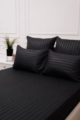 Простыня Микрофибра Страйп на резинке - Графит