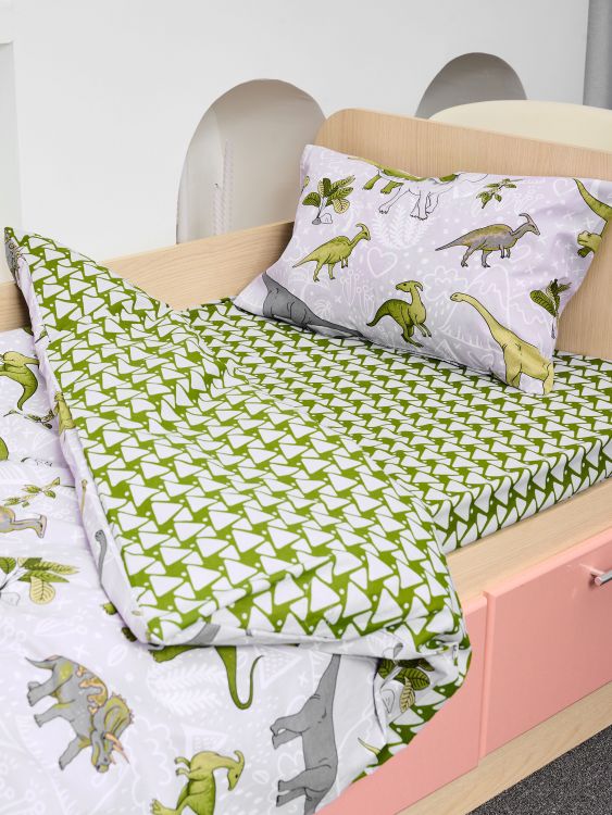 Постельное белье детское поплин с простыней на резинке - Юрский период